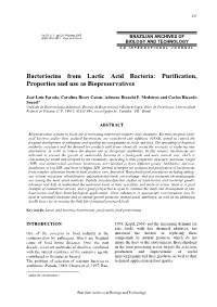 Bacteriocins from Lactic Acid Bacteria: Purification, Properties and Use As Biopreservatives