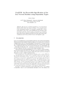 Coqjvm: an Executable Specification of the Java Virtual Machine Using