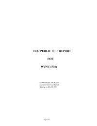 Eeo Public File Report for Wunc (Fm)