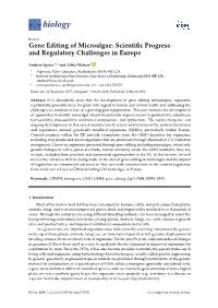Gene Editing of Microalgae: Scientific Progress and Regulatory