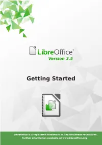 Getting Started with Libreoffice 3.4 Copyright