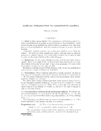 Introduction to Commutative Algebra