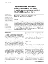 Thyroid Hormone Resistance in Two Patients with Papillary