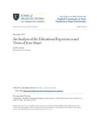 An Analysis of the Educational Experiences and Views of Jesse Stuart Jack R