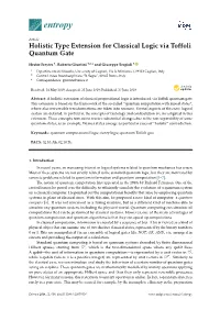 Holistic Type Extension for Classical Logic Via Toffoli Quantum Gate