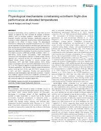 Physiological Mechanisms Constraining Ectotherm Fright-Dive Performance at Elevated Temperatures Essie M