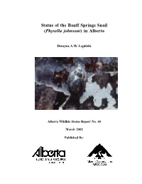 Status of the Banff Springs Snail in Alberta