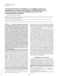 Acetylcholinesterase-Transgenic Mice Display Embryonic Modulations In