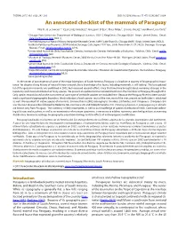 An Annotated Checklist of the Mammals of Paraguay