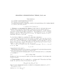 Geometric Representation Theory, Fall 2005