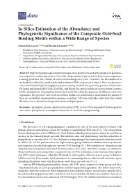 In Silico Estimation of the Abundance and Phylogenetic Signiﬁcance of the Composite Oct4-Sox2 Binding Motifs Within a Wide Range of Species