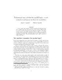 Polynomial Ring Calculus for Modal Logics: a New Semantics and Proof Method for Modalities