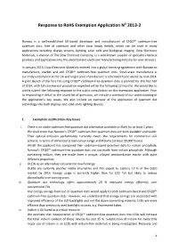 Response to Rohs Exemption Application N 2013-2