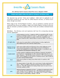 Terms and Conditions for Unified Payment Interface (Upi)