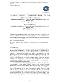 Usage of Prototyping in Software Testing
