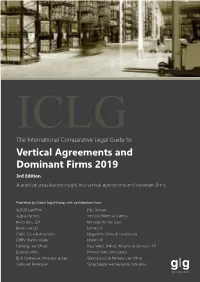 Vertical Agreements and Dominant Firms 2019 3Rd Edition a Practical Cross-Border Insight Into Vertical Agreements and Dominant Firms