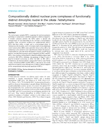 Compositionally Distinct Nuclear Pore Complexes of Functionally Distinct Dimorphic Nuclei in the Ciliate Tetrahymena