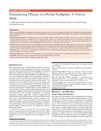 Desensitizing Efficacy of a Herbal Toothpaste