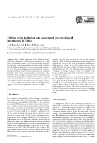 Diffuse Solar Radiation and Associated Meteorological Parameters in India