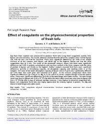 Effect of Coagulants on the Physicochemical Properties of Fresh Tofu