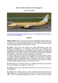 Globaler Airline-Newsletter Von Berlinspotter.De 6. Bis 10. Juni 2009