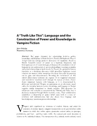 Language and the Construction of Power and Knowledge in Vampire Fiction