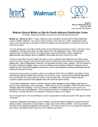 Walmart Selects Mobile As Site for Distribution Center