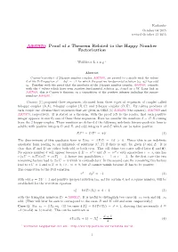 A007970: Proof of a Theorem Related to the Happy Number Factorization