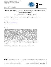 Effects of Modifying Agents on the Dyeability of Cotton Fabric Using Malachite Green Dye