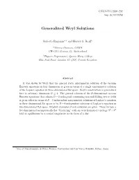 Generalized Weyl Solutions