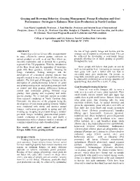 Grazing and Browsing Behavior, Grazing Management, Forage Evaluation and Goat Performance: Strategies to Enhance Meat Goat Production in North Carolina