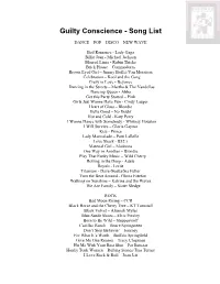Guilty Conscience - Song List
