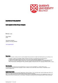 Ionic Liquids for Main Group Catalysis