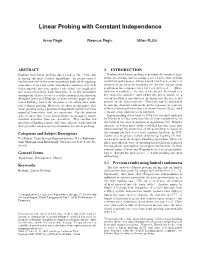 Linear Probing with Constant Independence