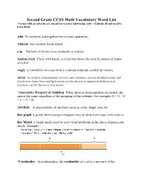 Second Grade C CCSS M Math Vo Ocabular Ry Word D List