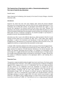 The Fragmenting of Apocalypticism Within a Denominationalizing Sect: the Case of Seventh-Day Adventism