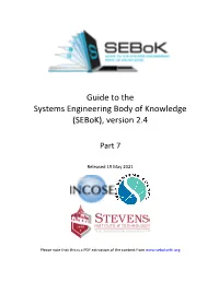 Guide to the Systems Engineering Body of Knowledge (Sebok), Version 2.4
