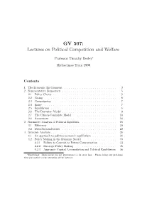 Lectures on Political Competition and Welfare