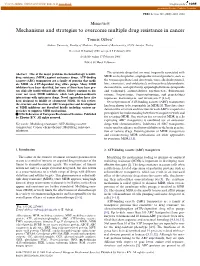 Mechanisms and Strategies to Overcome Multiple Drug Resistance in Cancer