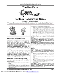 The Unofficial Fantasy Roleplaying Game Instant Fuzion® Rules