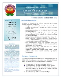 Vasavi College of Engineering CSE News Bulletin Department of Computer Science & Engineering Ibrahimbagh -500031