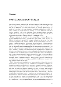 Wechsler Memory Scales