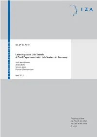 A Field Experiment with Job Seekers in Germany Search:Learning Job About IZA DP No