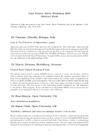 Gaia Science Alerts Workshop 2010 Abstract Book Dr Giuseppe Altavilla