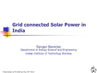 Grid Connected Solar Power in India