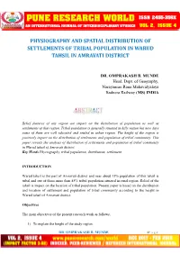 Physiography and Spatial Distribution of Settlements of Tribal Population in Warud Tahsil in Amravati District