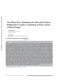 Two Phase Flow Simulation for Subcooled Nucleat Boiling Heat Transfer Calculation in Water Jacket of Diesel Engine