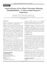 Visual Outcome of Pars Plana Vitrectomy Following Endophthalmitis – a Vitreo-Retinal Surgeon's Experience