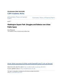 Washington Square Park: Struggles and Debates Over Urban Public Space
