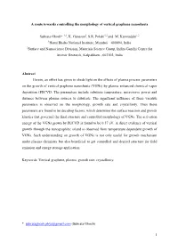 1 a Route Towards Controlling the Morphology of Vertical Graphene
